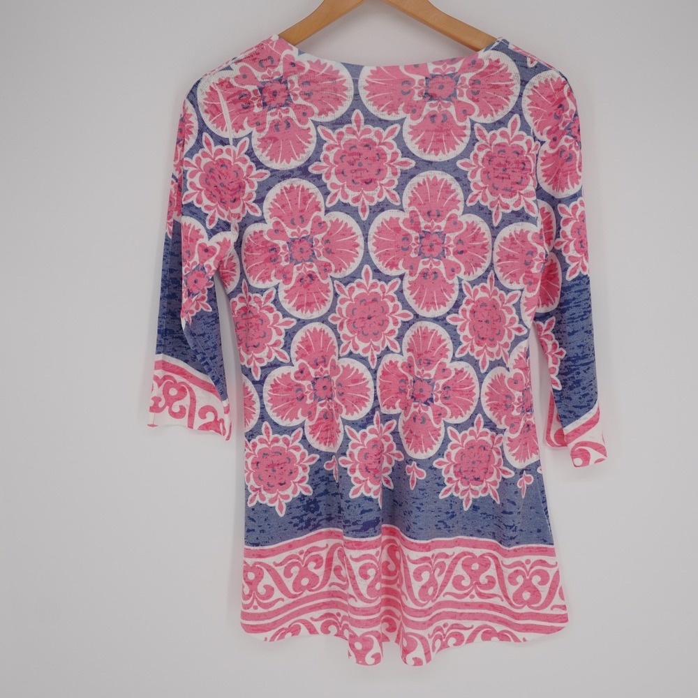 Before + Again Boho Tunic Top Womens M Geometric Waffle Thermal Long Sleeve - Picture 2 of 12
